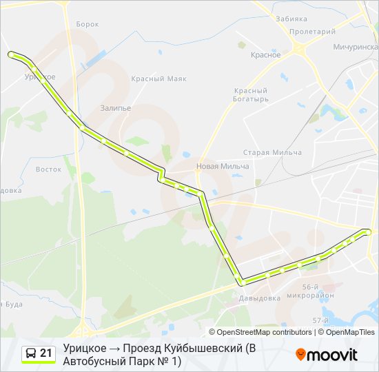 Автобус 21: карта маршрута