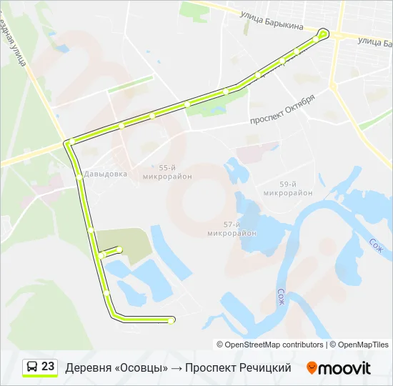 Автобус 23: карта маршрута