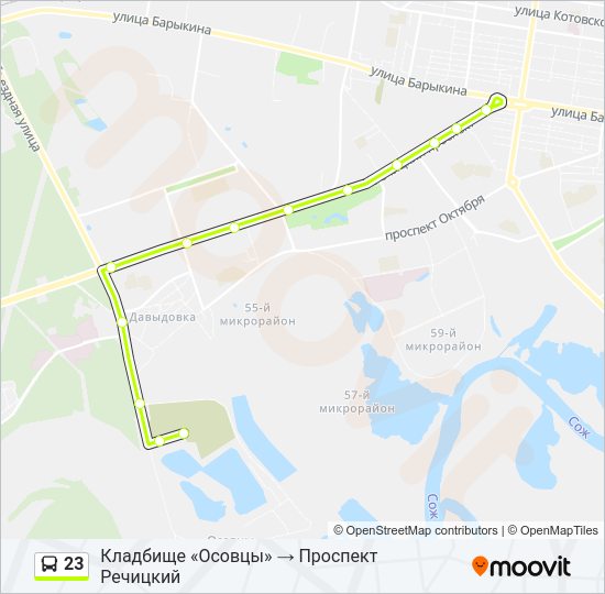 Автобус 23: карта маршрута
