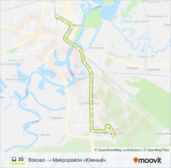 Автобус 35: карта маршрута