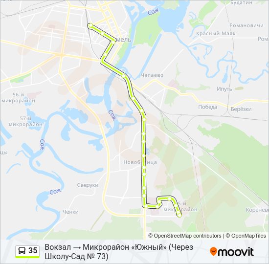 Автобус 35: карта маршрута