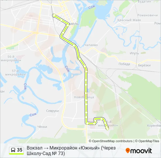 Автобус 35: карта маршрута