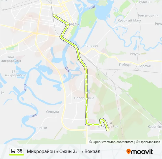 Автобус 35: карта маршрута