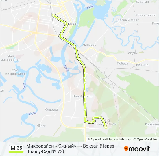 Автобус 35: карта маршрута