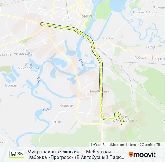 Автобус 35: карта маршрута
