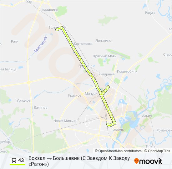 Автобус 43: карта маршрута