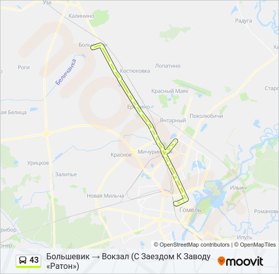 Автобус 43: карта маршрута