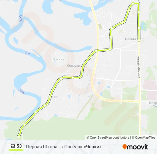 Автобус 53: карта маршрута