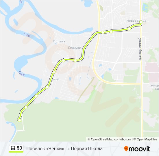 Автобус 53: карта маршрута