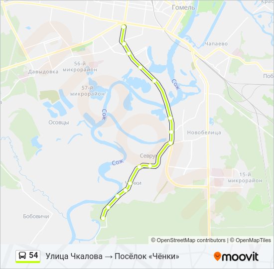 Автобус 54: карта маршрута