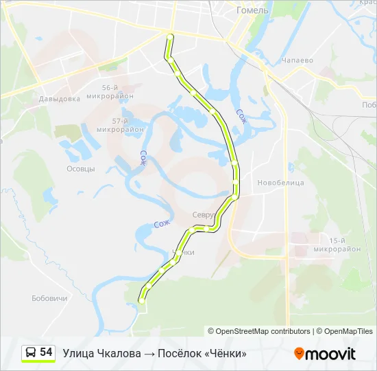 54 Bus Line Map
