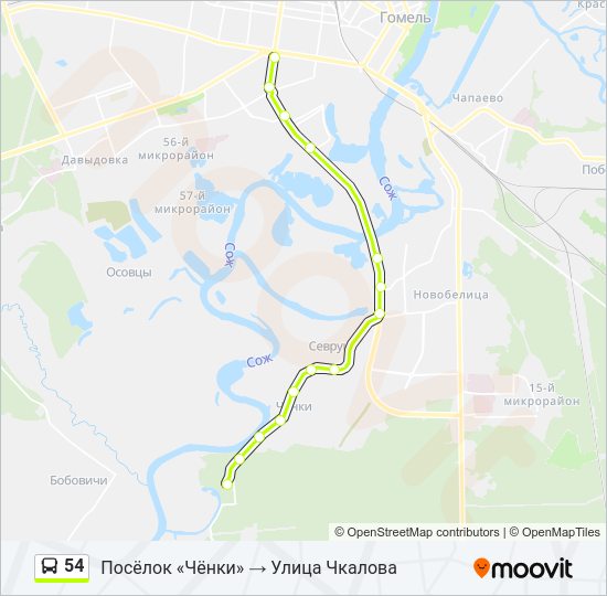 Автобус 54: карта маршрута