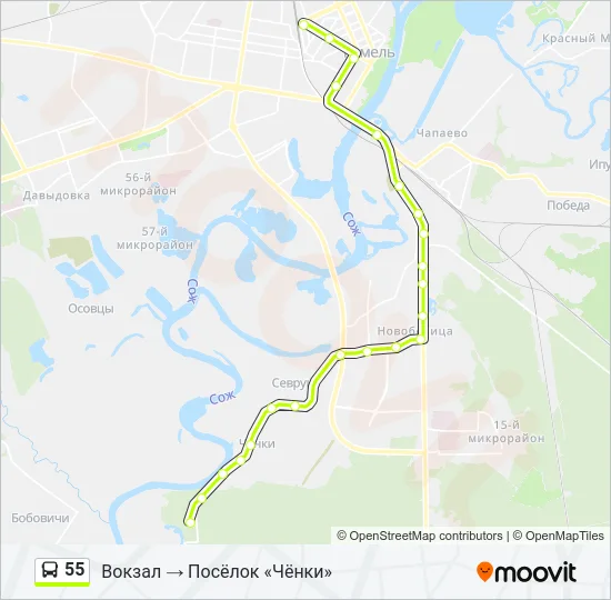 Автобус 55: карта маршрута