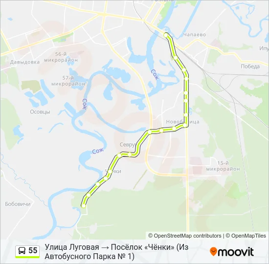 55 Bus Line Map