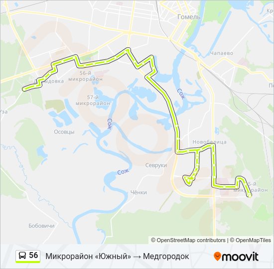 Автобус 56: карта маршрута