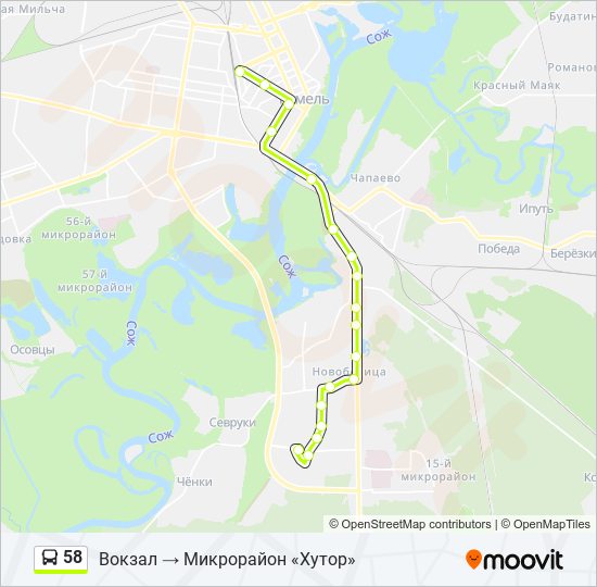 58 bus Line Map