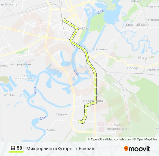 Автобус 58: карта маршрута