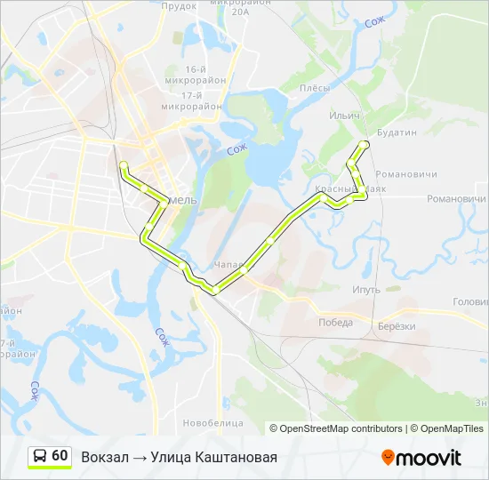 Автобус 60: карта маршрута
