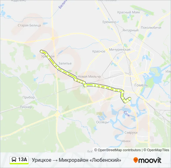 13А Bus Line Map