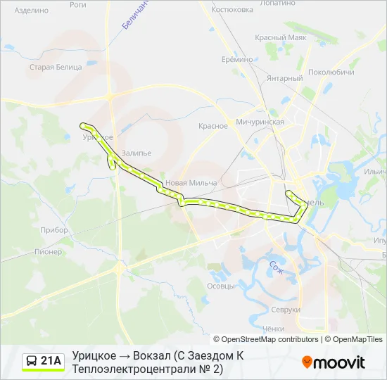 21А Bus Line Map