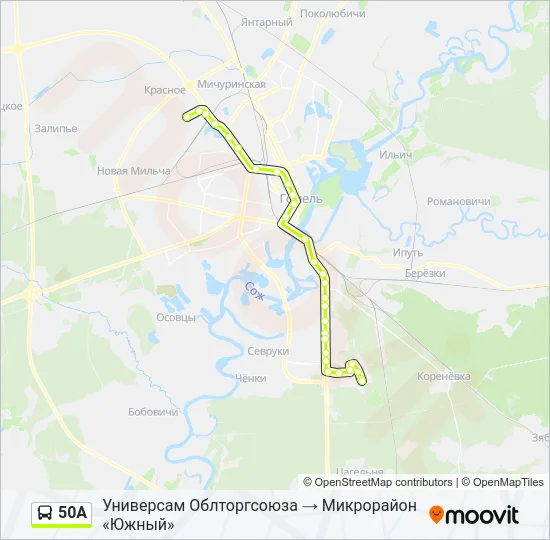 50А Bus Line Map