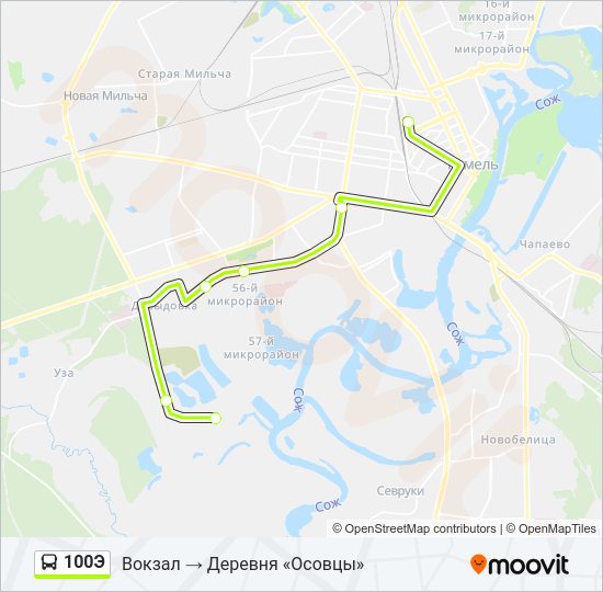 Автобус 100Э: карта маршрута