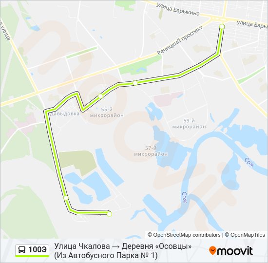 Автобус 100Э: карта маршрута