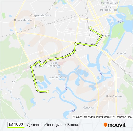 Автобус 100Э: карта маршрута