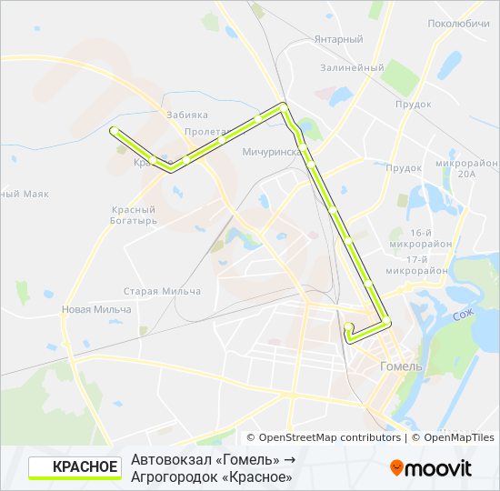 КРАСНОЕ bus Line Map