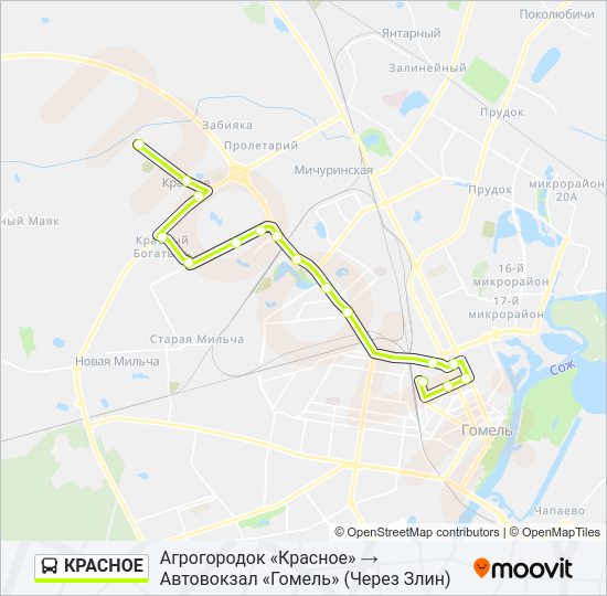 КРАСНОЕ Bus Line Map
