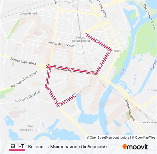 1-Т Bus Line Map