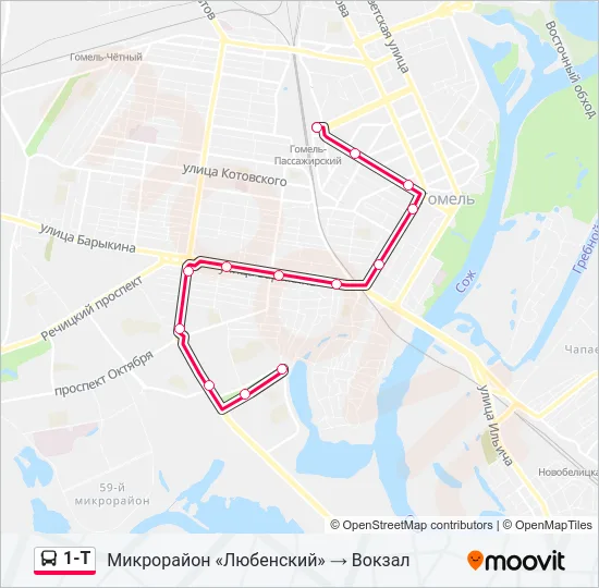 1-Т Bus Line Map