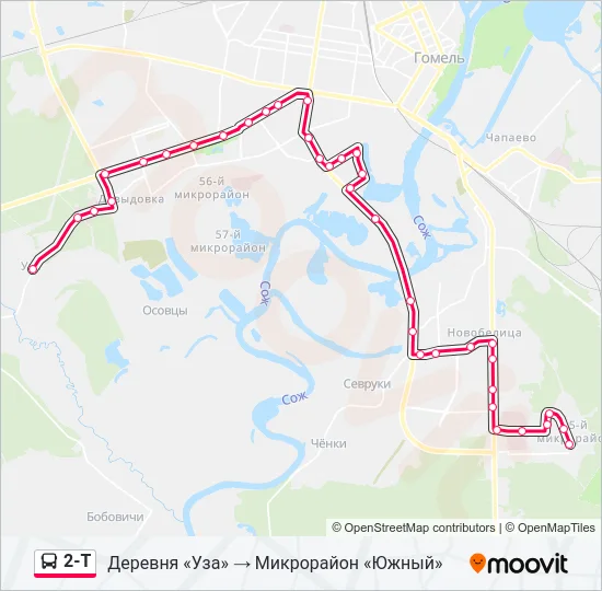 Автобус 2-Т: карта маршрута