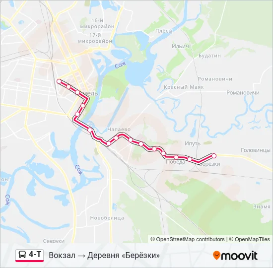 Автобус 4-Т: карта маршрута