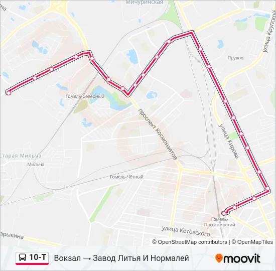Автобус 10-Т: карта маршрута