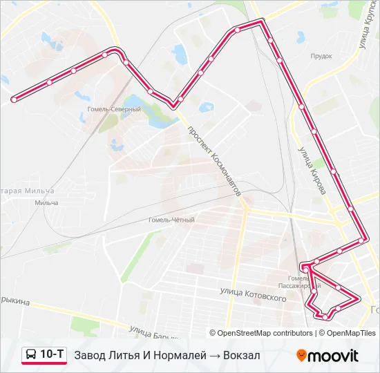 Автобус 10-Т: карта маршрута