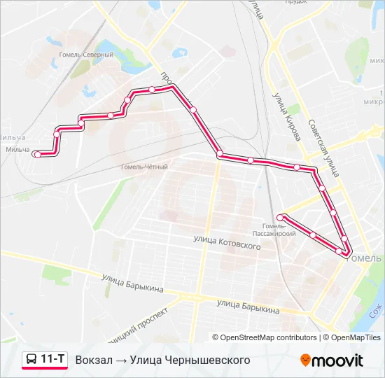 Автобус 11-Т: карта маршрута