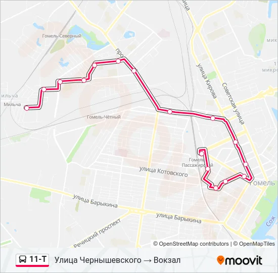 Автобус 11-Т: карта маршрута