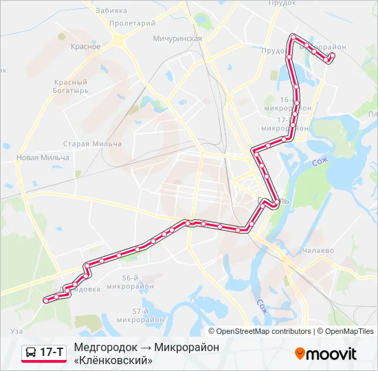 Автобус 17-Т: карта маршрута