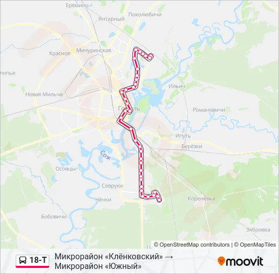 Автобус 18-Т: карта маршрута