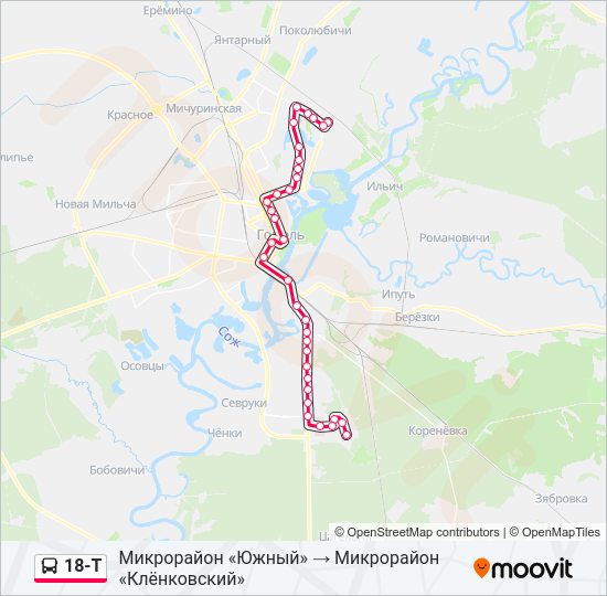 Автобус 18-Т: карта маршрута