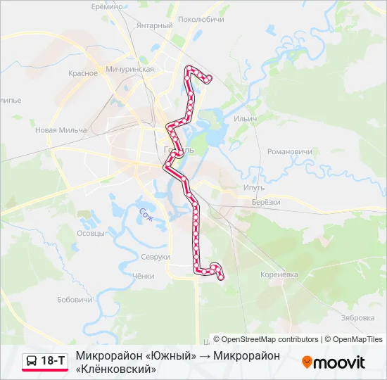 Автобус 18-Т: карта маршрута