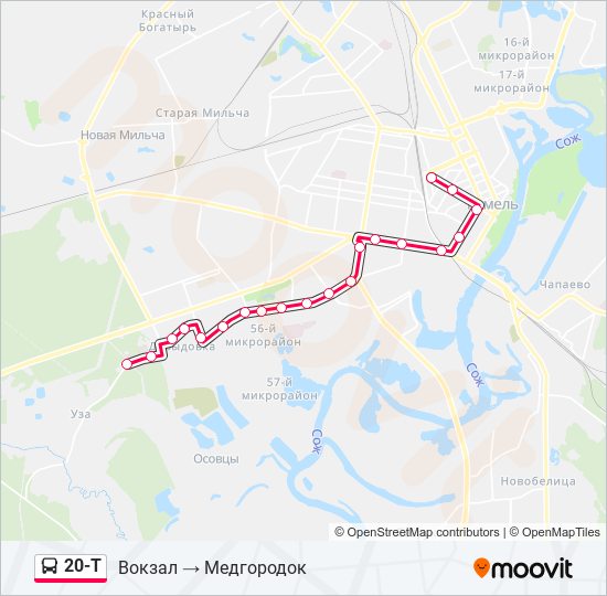 20-Т bus Line Map