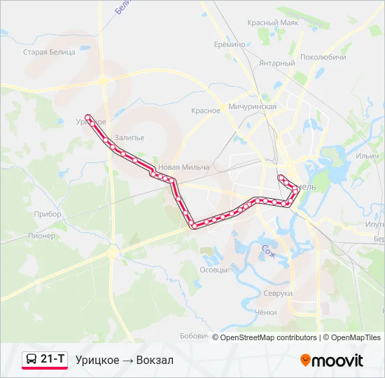 Автобус 21-Т: карта маршрута