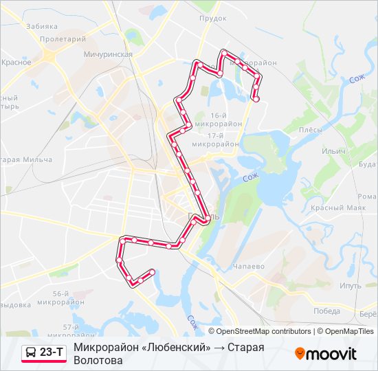 23-Т bus Line Map