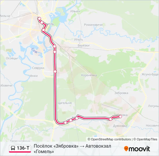 136-Т Bus Line Map