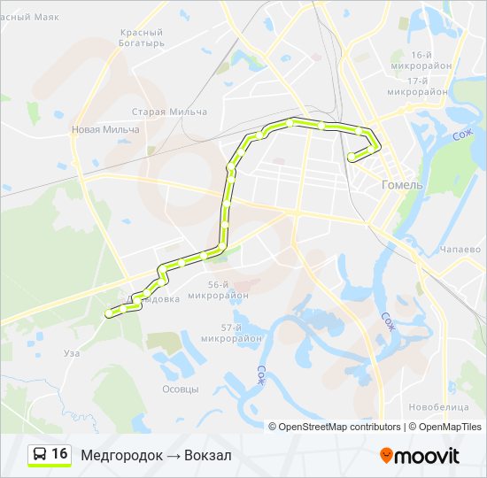 Автобус 16: карта маршрута