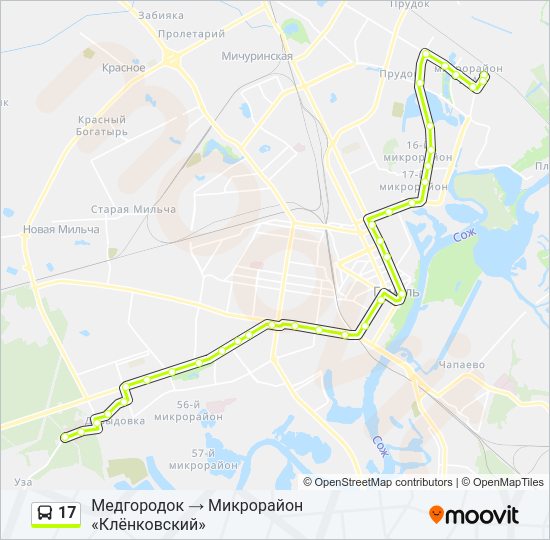 Автобус 17: карта маршрута