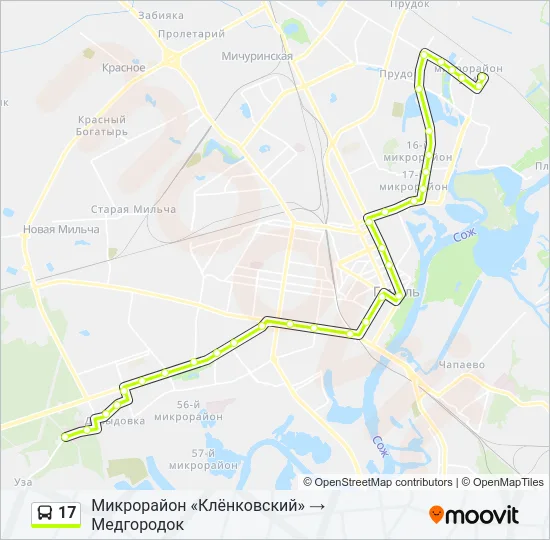 Автобус 17: карта маршрута