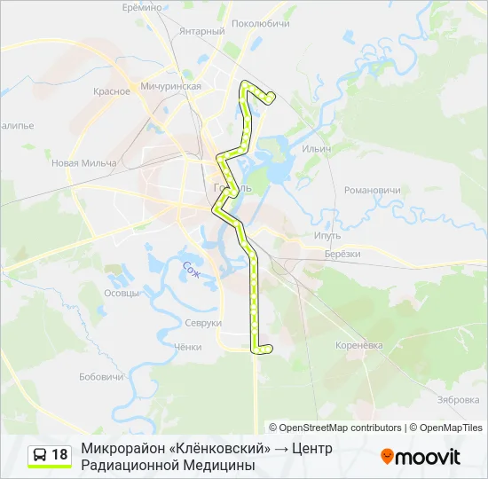 Автобус 18: карта маршрута